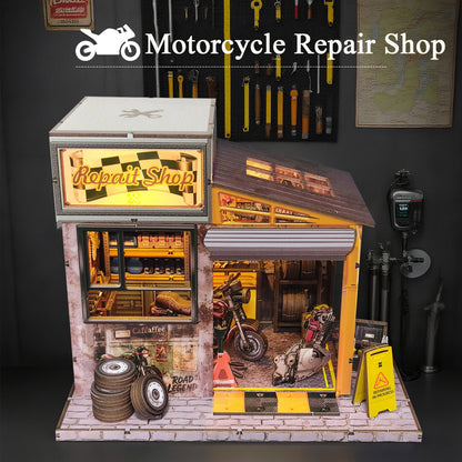 Motorcycle Repair Shop DIY Miniature House Kit - Image 4