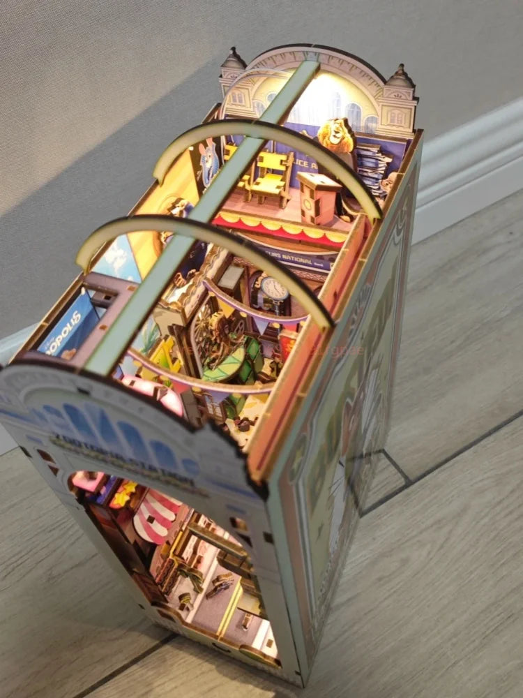 Hot Genuine Zootopia  Assembled Wooden Book 3d Puzzle Wooden Handmade Rabbit Judy Toys Model Peripheral Christmas Surprise Gifts Book Nook Kit Australia