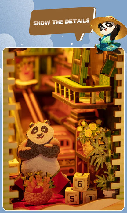 DIY Handmade Bookshelves Wooden Puzzle Model, Animal Panda/Castle/Princess Series Style 3D Puzzle Bookshelves Decorate Christmas Book Nook Kit Australia
