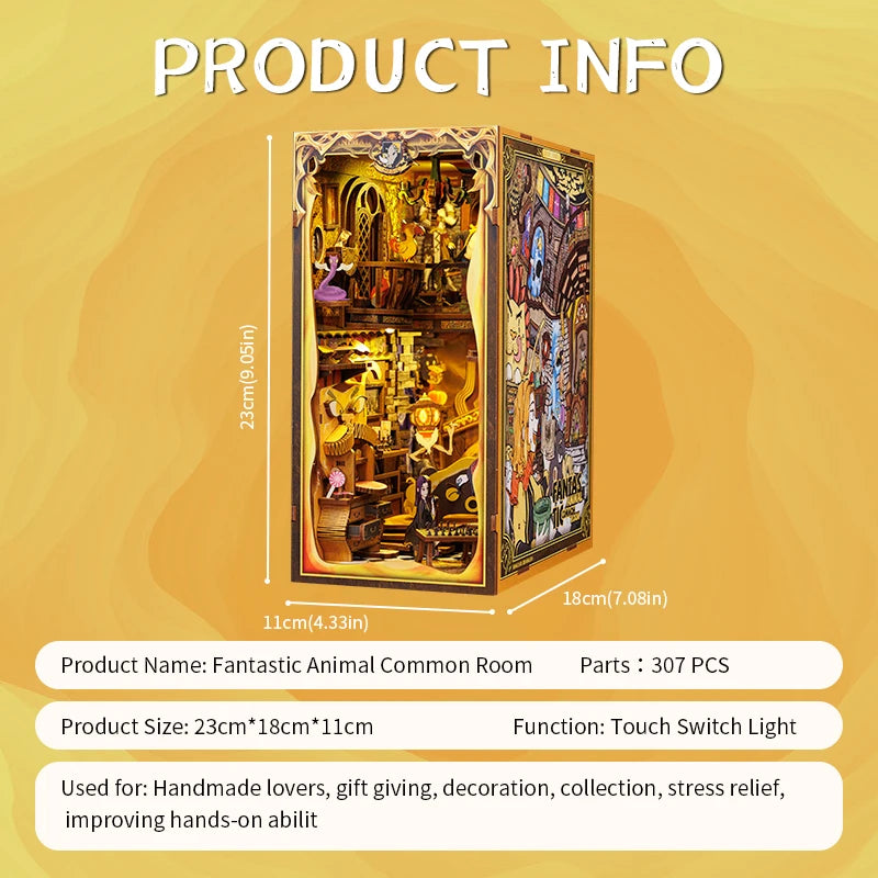 CUTEBEE DIY Book Nook Kit, Fantastic Animals Wooden Dollhouse with Touch Light & Display Case, Laser-Cut Collection Decor Book Nook Kit Australia