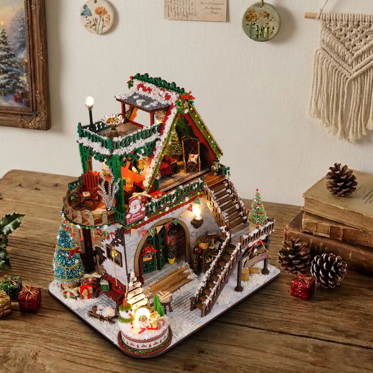 Snowy Christmas Lodge DIY miniature house kit - view 6