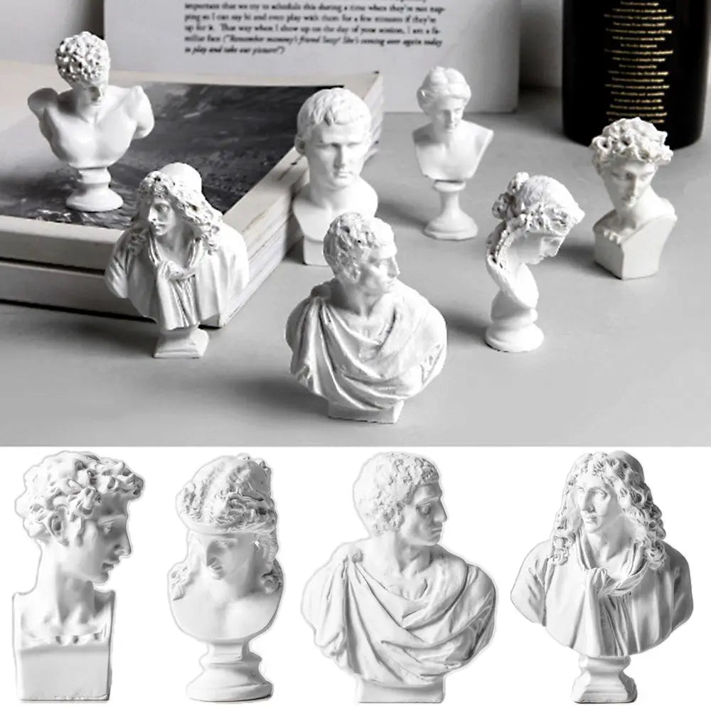 Greek Mythology Miniature Bust Statues – Plaster Shelf Ornaments