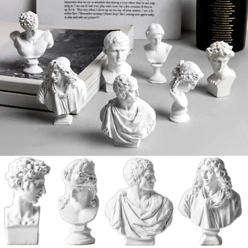 Greek Mythology Miniature Bust Statues – Plaster Shelf Ornaments