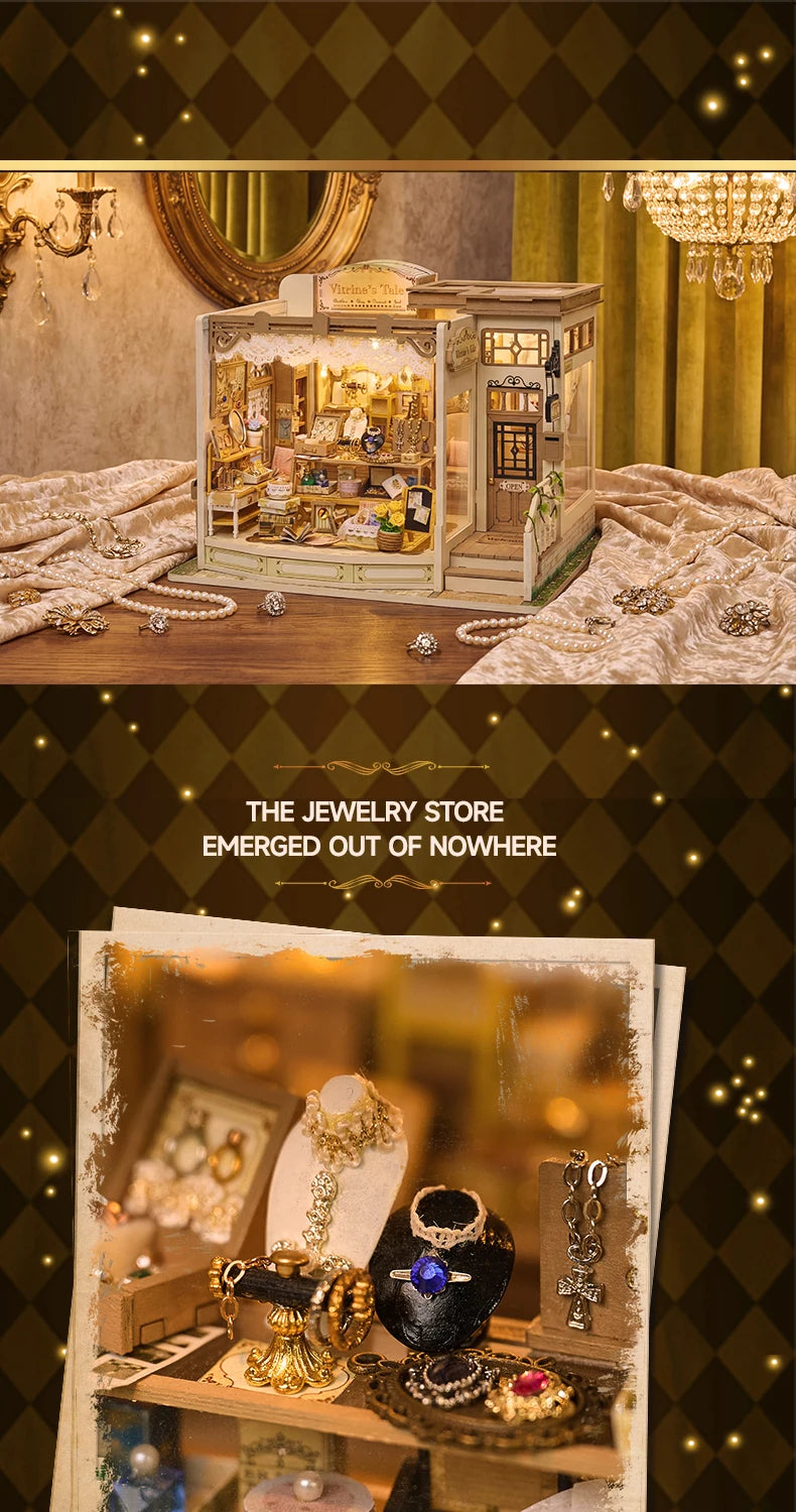 DIY Wooden Jewelry Store Casa Miniature Model Kits With Furniture LED Lights Dollhouse for Friends Birthday Gifts Book Nook Kit Australia
