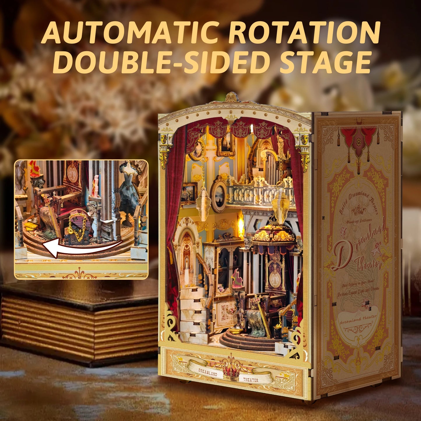 Dreamland Theater DIY book nook kit with miniature stage and curtains - view 4