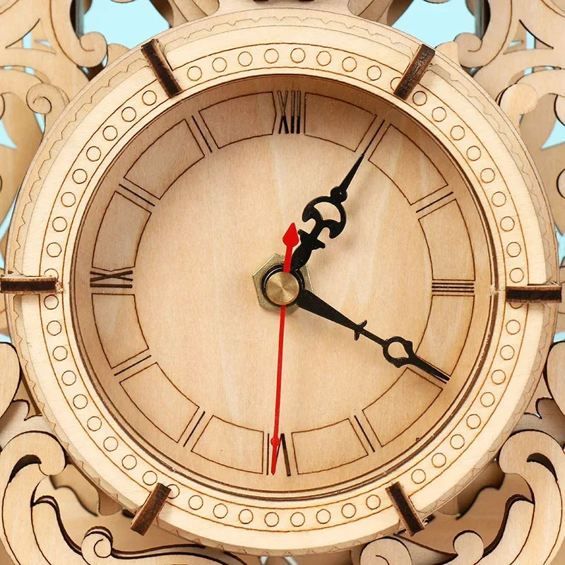 3D Wooden Puzzle Table Clock – DIY Assembly Kit