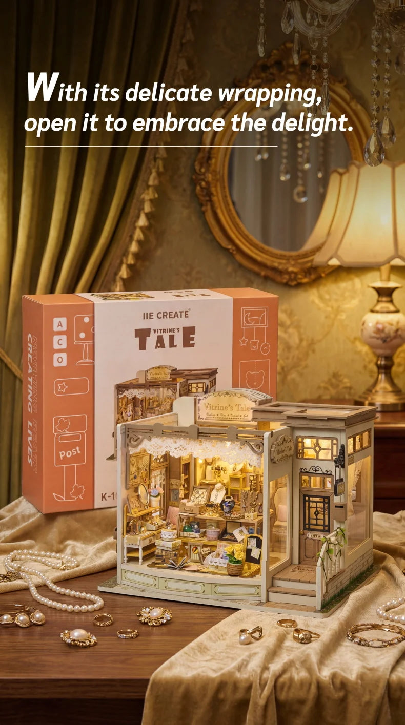 DIY Wooden Jewelry Store Casa Miniature Model Kits With Furniture LED Lights Dollhouse for Friends Birthday Gifts Book Nook Kit Australia