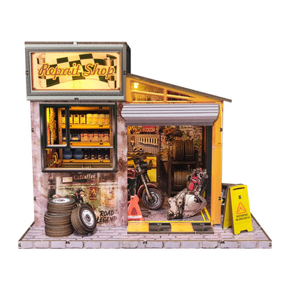 Motorcycle Repair Shop DIY Miniature House Kit - Book Nook Kit Australia