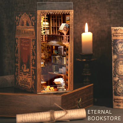 CUTEBEE DIY Book Nook Kit Eternal Bookstore Wooden Dollhouse with Touch Light & Display Case, Laser-Cut Collection Decoration Book Nook Kit Australia