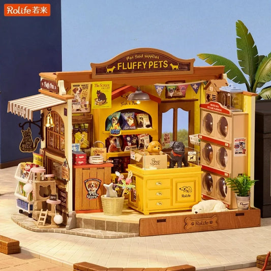 Rolife Fluffy Pets Shop DIY Miniature House Kit