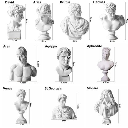 Greek Mythology Miniature Bust Statues – Plaster Shelf Ornaments