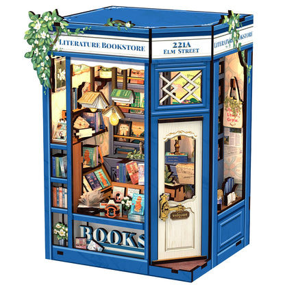 CUTEBEE 3D Puzzle Book Nook Wooden Dollhouse Bookstore Dollhouse with Light Miniature House Model for Bookshelf Desk Home Decor Book Nook Kit Australia