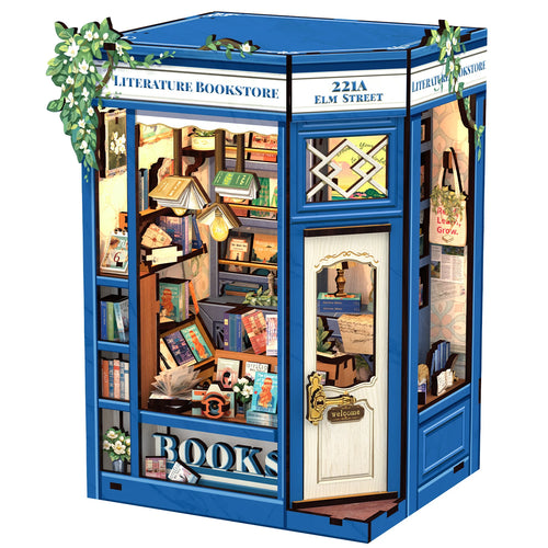 CUTEBEE 3D Puzzle Book Nook Wooden Dollhouse Bookstore Dollhouse with Light Miniature House Model for Bookshelf Desk Home Decor Book Nook Kit Australia