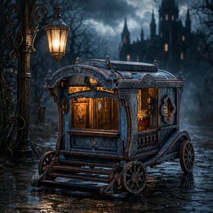 Onyx Dragon Carriage DIY miniature kit with black dragon and carriage - view 2