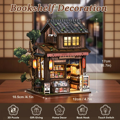 Kasuga Japanese grocery store DIY miniature house kit with LED lights - view 6