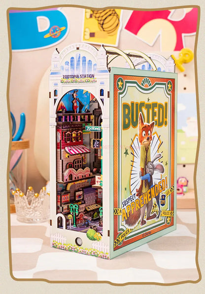 Hot Genuine Zootopia  Assembled Wooden Book 3d Puzzle Wooden Handmade Rabbit Judy Toys Model Peripheral Christmas Surprise Gifts Book Nook Kit Australia
