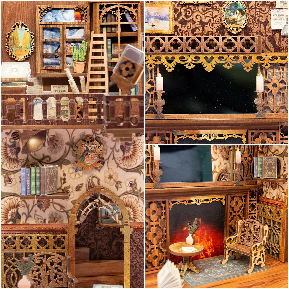 CUTEBEE DIY Book Nook Kit Eternal Bookstore Wooden Dollhouse with Touch Light & Display Case, Laser-Cut Collection Decoration Book Nook Kit Australia