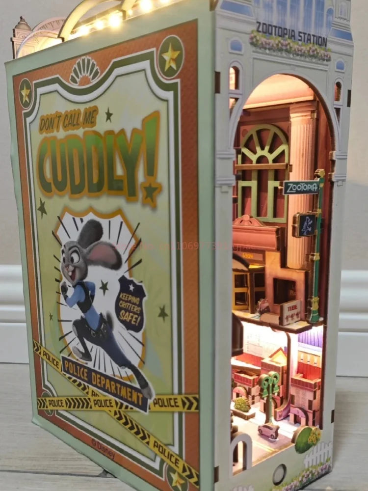 Hot Genuine Zootopia  Assembled Wooden Book 3d Puzzle Wooden Handmade Rabbit Judy Toys Model Peripheral Christmas Surprise Gifts Book Nook Kit Australia