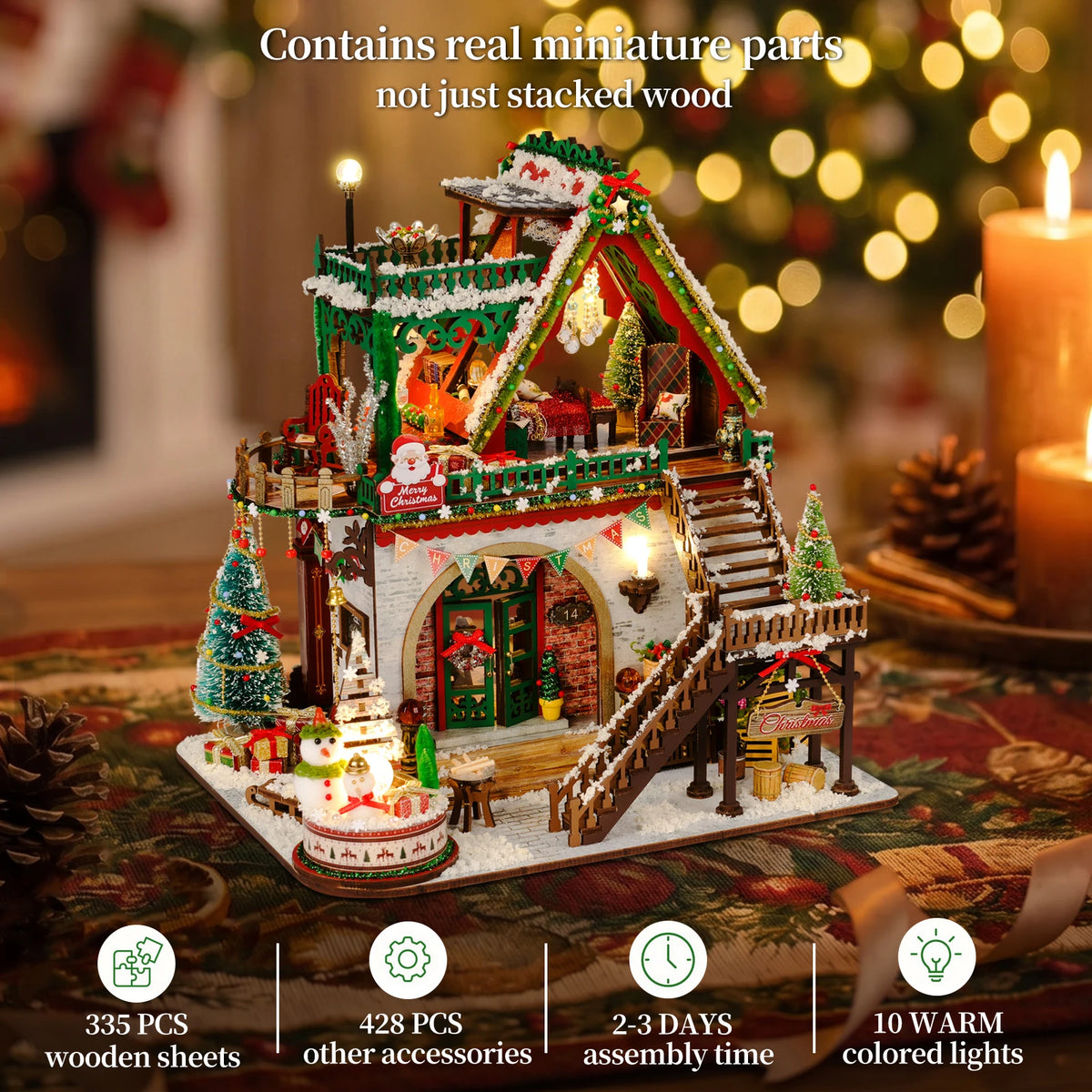 Snowy Christmas Lodge DIY miniature house kit - view 5