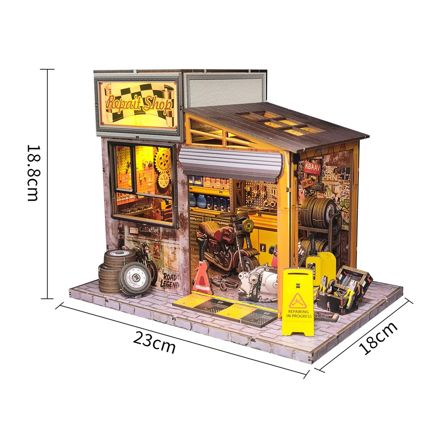Motorcycle Repair Shop DIY Miniature House Kit - Image 6