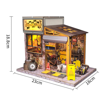 Motorcycle Repair Shop DIY Miniature House Kit - Image 6