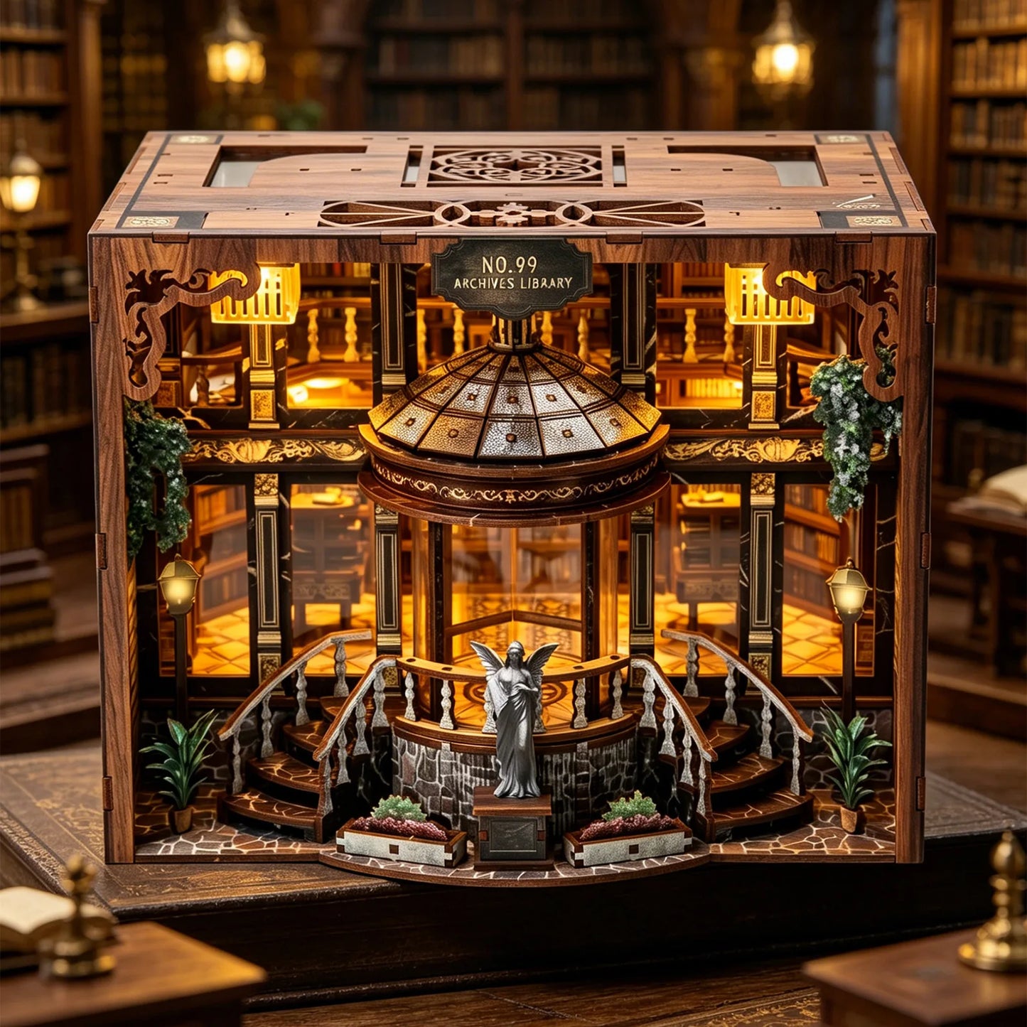 No.99 Archive Library DIY book nook kit with LED lighting - view 2