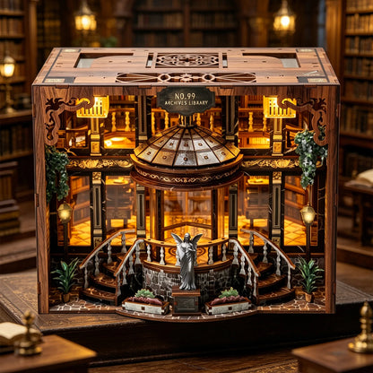 No.99 Archive Library DIY book nook kit with LED lighting - view 2