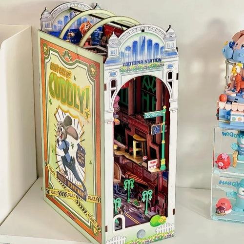 Hot Genuine Zootopia  Assembled Wooden Book 3d Puzzle Wooden Handmade Rabbit Judy Toys Model Peripheral Christmas Surprise Gifts Book Nook Kit Australia