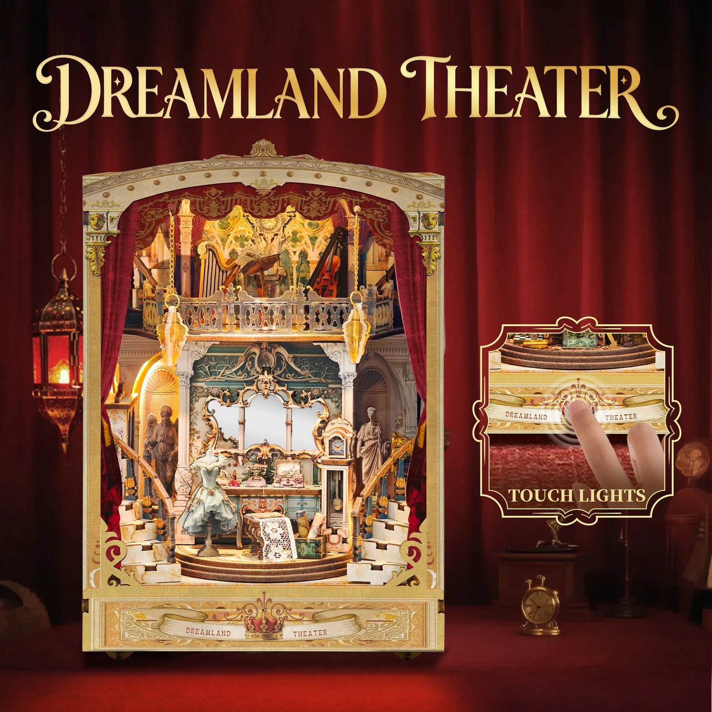 Dreamland Theater DIY book nook kit with miniature stage and curtains - view 2
