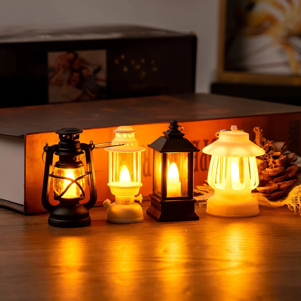 Mini Led Retro Glowing Pony Lantern Simulation Cande Light Night Light Dollhouse Miniature Kerosen Lamp Home Decor Toy Book Nook Kit Australia