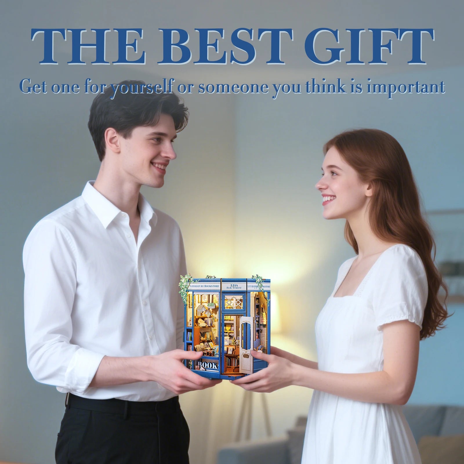 CUTEBEE 3D Puzzle Book Nook Wooden Dollhouse Bookstore Dollhouse with Light Miniature House Model for Bookshelf Desk Home Decor Book Nook Kit Australia