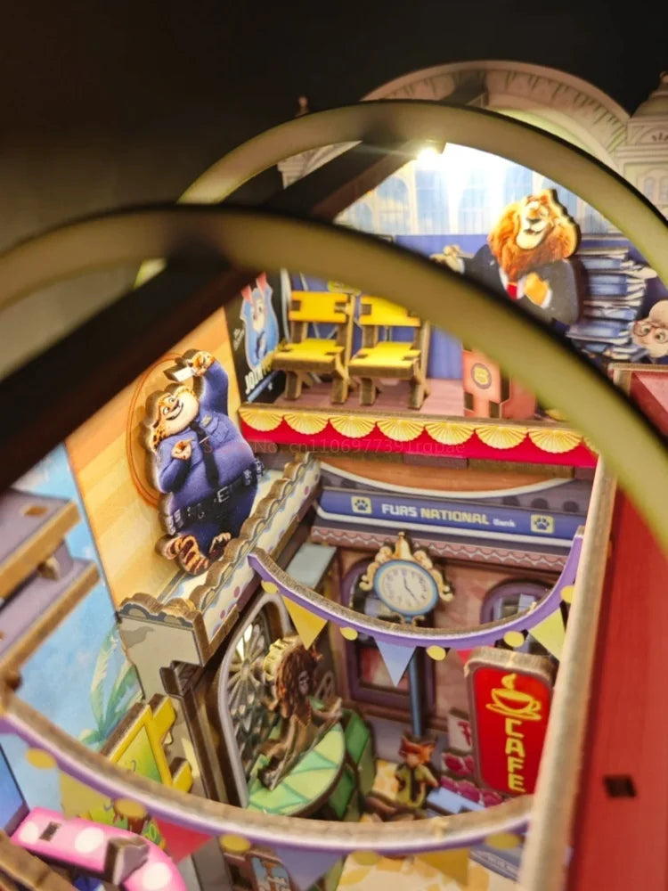 Hot Genuine Zootopia  Assembled Wooden Book 3d Puzzle Wooden Handmade Rabbit Judy Toys Model Peripheral Christmas Surprise Gifts Book Nook Kit Australia