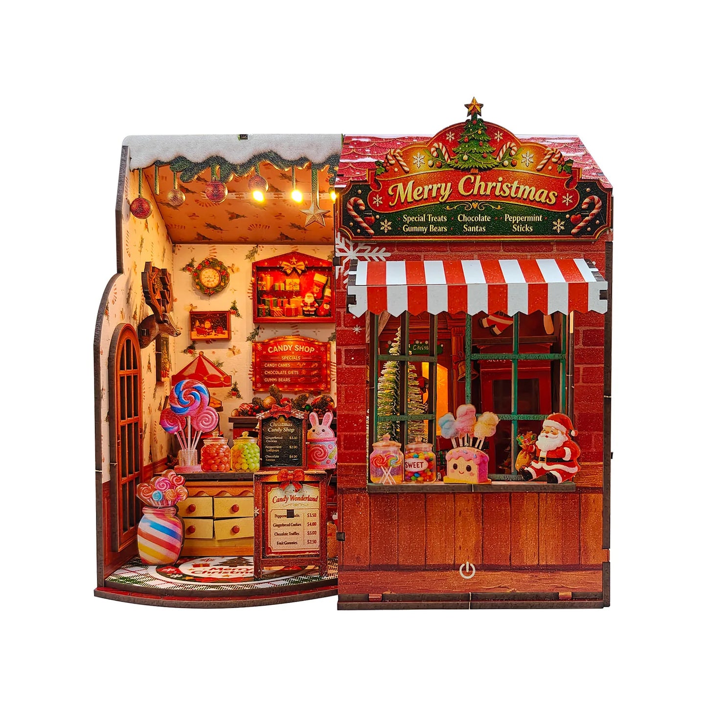 Christmas Candy House DIY miniature dollhouse kit with festive candy shop - view 7