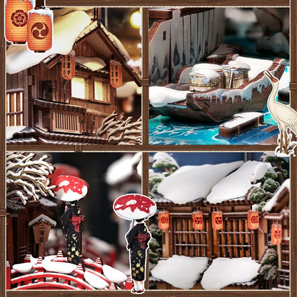 Kyoto Snow Whisper DIY Book Nook Kit - Detail