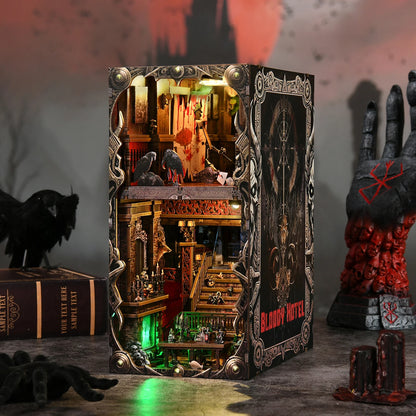 Book Nook Kit Haunted Hotel Halloween 3D DIY Wooden Puzzle Handmade Bookshelf Dollhouse Model Bookend Building Home Decoration Book Nook Kit Australia