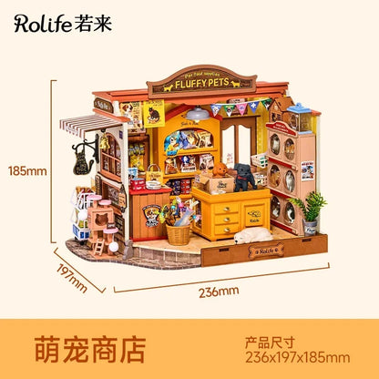 Rolife Fluffy Pets Shop DIY Miniature House Kit