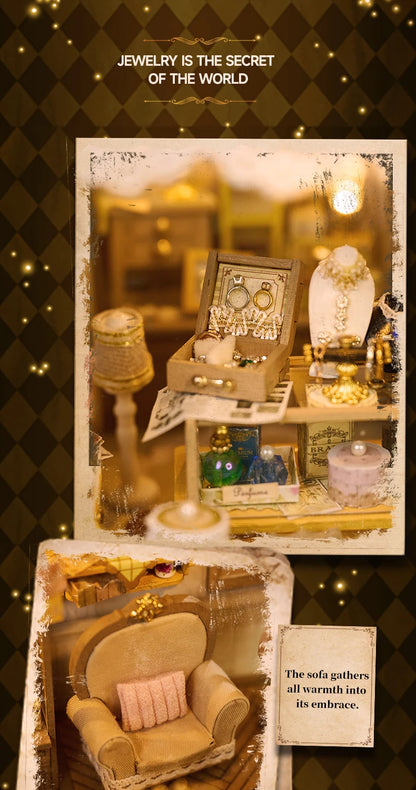 DIY Wooden Jewelry Store Casa Miniature Model Kits With Furniture LED Lights Dollhouse for Friends Birthday Gifts Book Nook Kit Australia