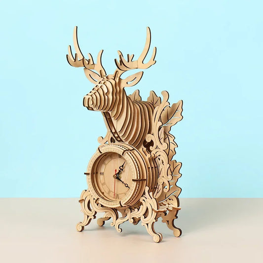 3D Wooden Puzzle Table Clock – DIY Assembly Kit