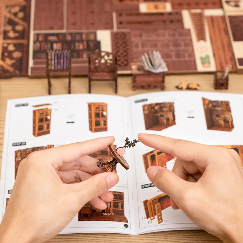 CUTEBEE DIY Book Nook Kit Eternal Bookstore Wooden Dollhouse with Touch Light & Display Case, Laser-Cut Collection Decoration Book Nook Kit Australia