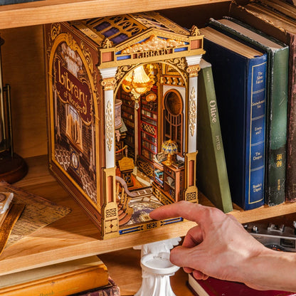 ROBOTIME Rolife Library of Wonders Book Nook 3D Wooden Puzzle Victorian Gothic Diorama Antique Bookshelf Home Decor for Adult