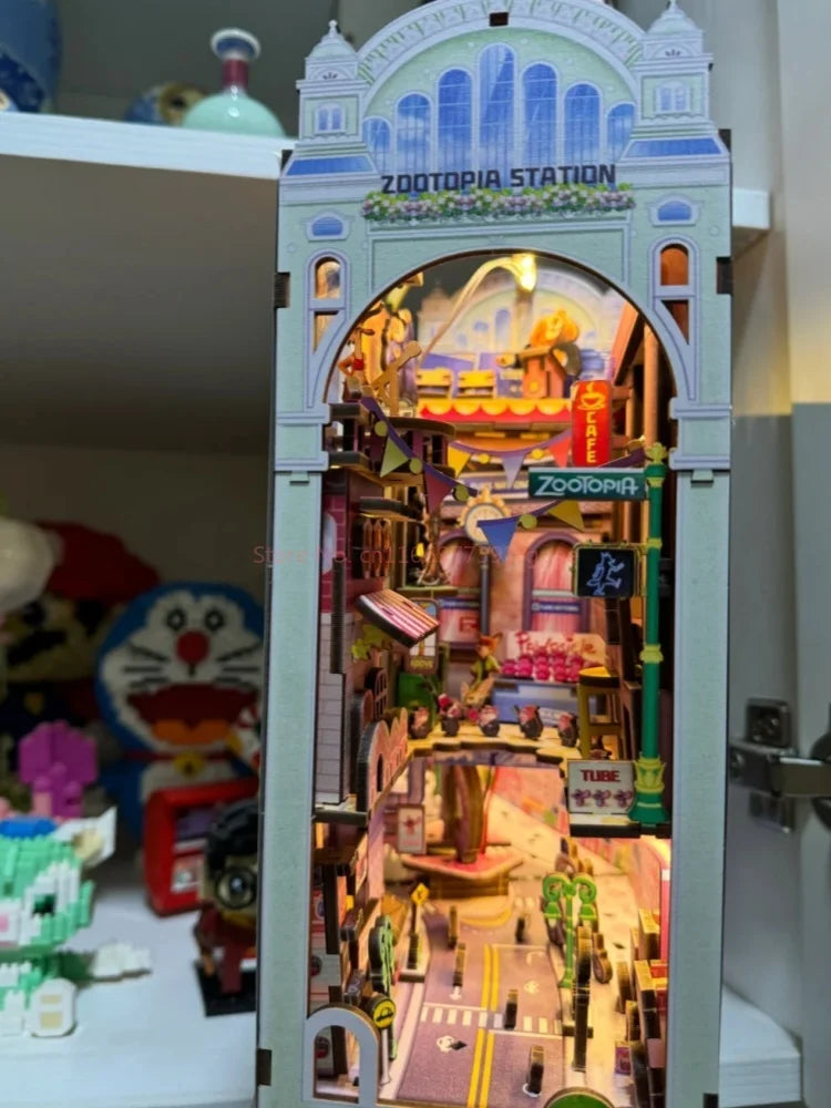 Hot Genuine Zootopia  Assembled Wooden Book 3d Puzzle Wooden Handmade Rabbit Judy Toys Model Peripheral Christmas Surprise Gifts Book Nook Kit Australia