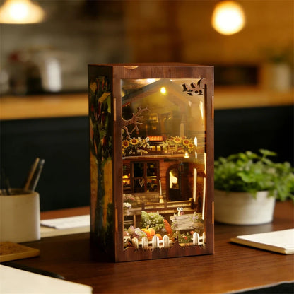 DIY Wooden Country Cottage Book Nook Shelf Insert Kits Miniature Model Kit With Lights Bookend for Friends Birthday Gifts Book Nook Kit Australia