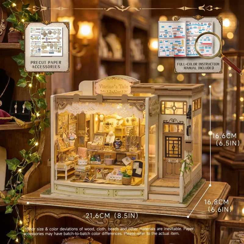DIY Wooden Jewelry Store Casa Miniature Model Kits With Furniture LED Lights Dollhouse for Friends Birthday Gifts Book Nook Kit Australia