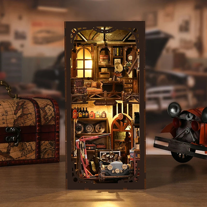 Craftsmanship Repair Shop DIY Book Nook Kit - Side View