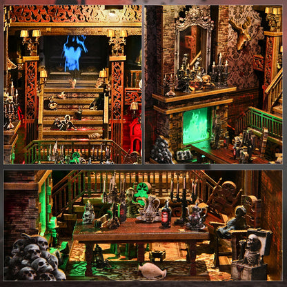 Book Nook Kit Haunted Hotel Halloween 3D DIY Wooden Puzzle Handmade Bookshelf Dollhouse Model Bookend Building Home Decoration Book Nook Kit Australia