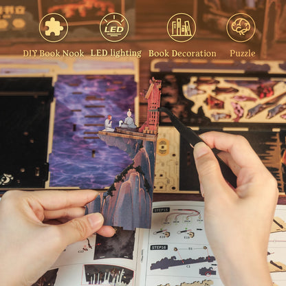 CUTEBEE 3D Wooden DIY Book Nook Kit  Miniature Dollhouse Bookend Unique Home Decor Bookshelf Gift for Adults Teens Chinese Style Book Nook Kit Australia