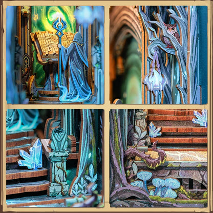 CUTEBEE DIY Book Nook Kit Dollhouse Toys Gifts with LED Light Dust Cover, The Gate of Wonderland Bookshelf Insert for Adults Book Nook Kit Australia