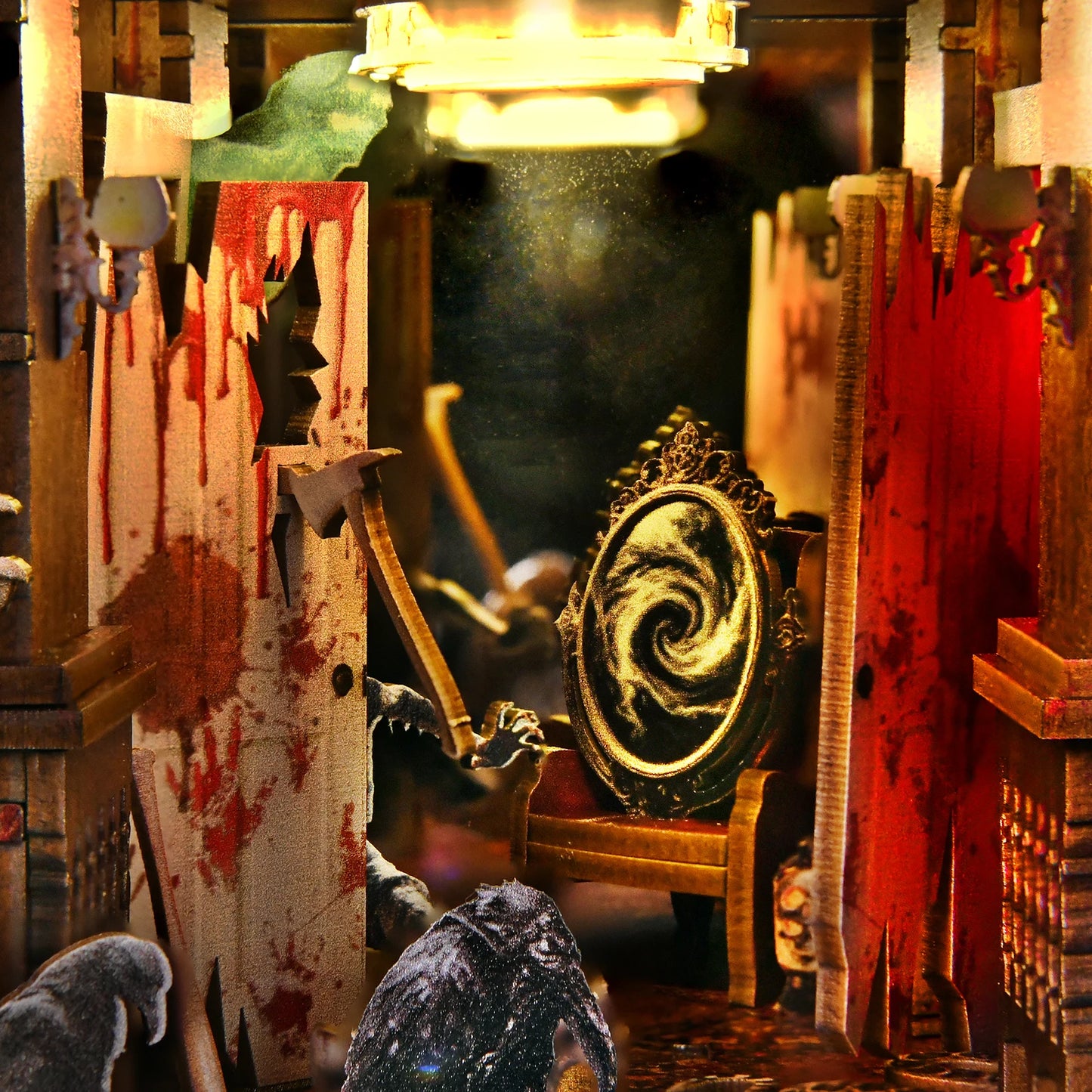 Book Nook Kit Haunted Hotel Halloween 3D DIY Wooden Puzzle Handmade Bookshelf Dollhouse Model Bookend Building Home Decoration Book Nook Kit Australia