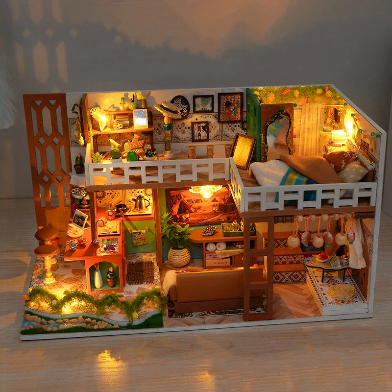 Bohemian Loft DIY Miniature House Kit - Side View