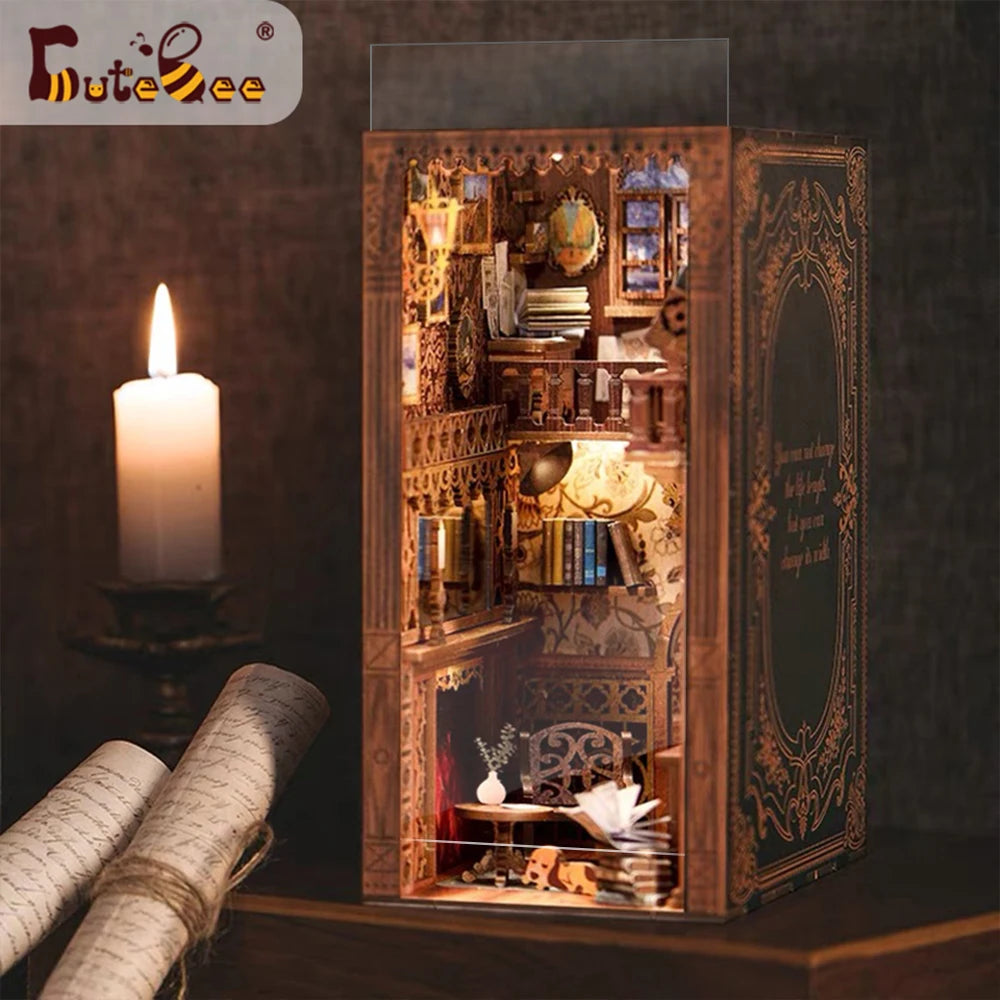 CUTEBEE DIY Book Nook Kit Eternal Bookstore Wooden Dollhouse with Touch Light & Display Case, Laser-Cut Collection Decoration Book Nook Kit Australia